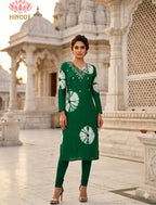 Forest Bloom Maslin Straight- Cut Kurti
