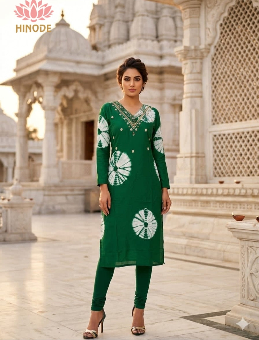 Forest Bloom Maslin Straight- Cut Kurti