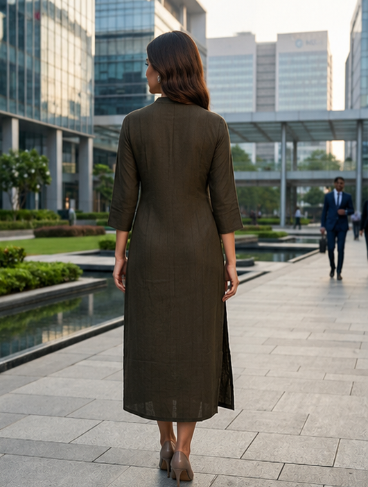 Elegant Olive Green Viscose Kurta with Embroidered work