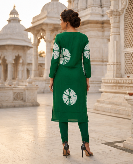 Forest Bloom Maslin Straight- Cut Kurti