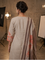 Earth Bloom  Thread Work Cotton Kurta Set with Cotton Silk Dupatta