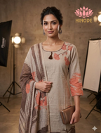 Earth Bloom  Thread Work Cotton Kurta Set with Cotton Silk Dupatta